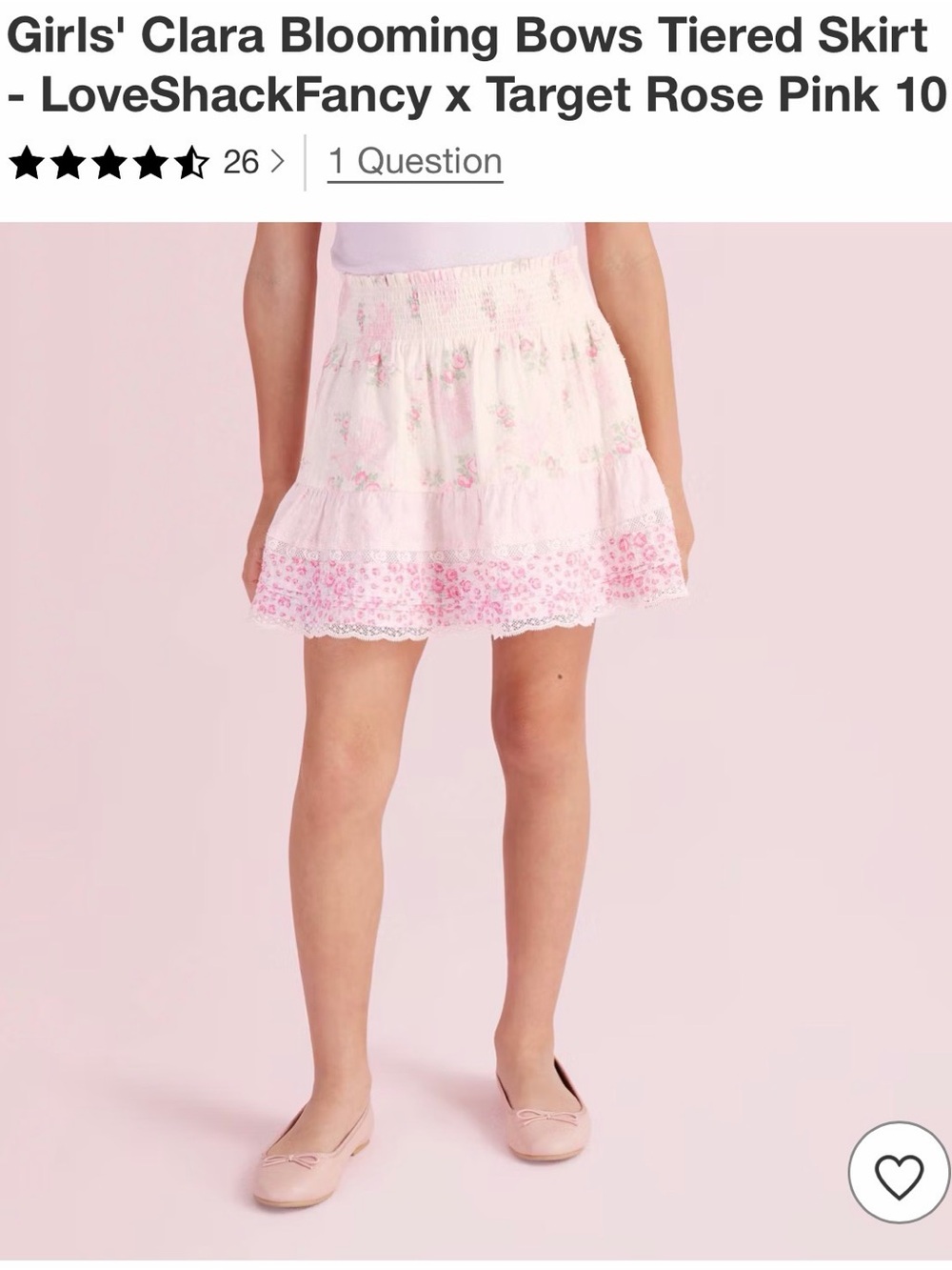 LOVESHACKFANCY x Target Girls' Pink Tiered Skirt: SIZE 10